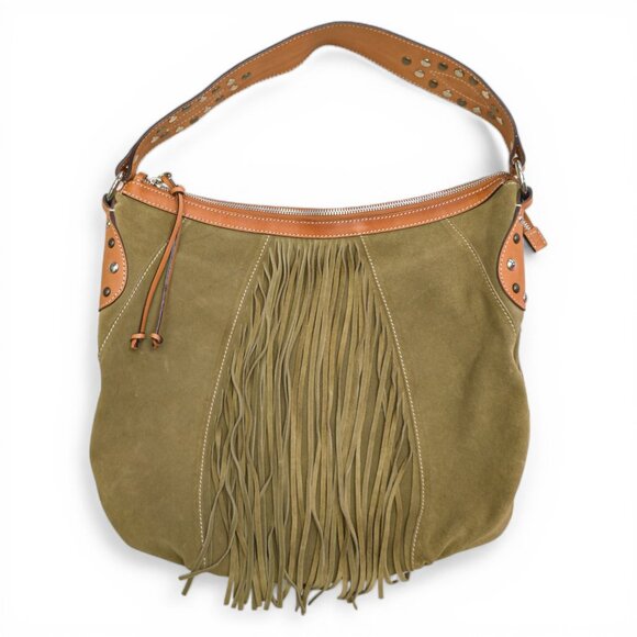 Cavalcanti Handbags - Cavalcanti Italian Olive Suede & Leather Fringe Hobo – Made in Italy